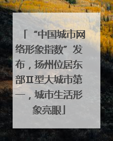 “中国城市网络形象指数”发布，扬州位居东部Ⅱ型大城市第一，城市生活形象亮眼