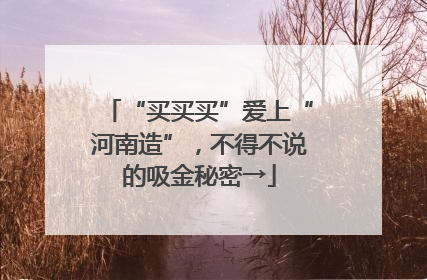 “买买买”爱上“河南造”，不得不说的吸金秘密→
