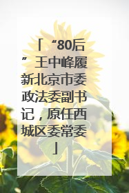 “80后”王中峰履新北京市委政法委副书记，原任西城区委常委