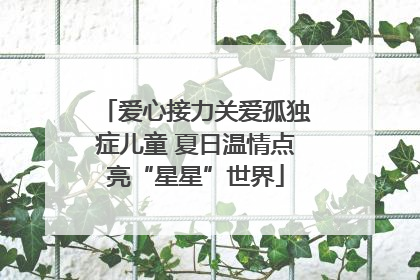 爱心接力关爱孤独症儿童 夏日温情点亮“星星”世界