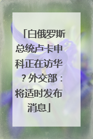 白俄罗斯总统卢卡申科正在访华？外交部：将适时发布消息