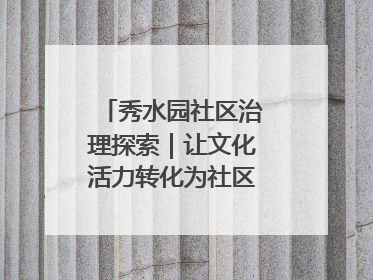 秀水园社区治理探索｜让文化活力转化为社区治理动力