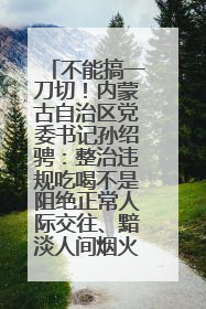 不能搞一刀切！内蒙古自治区党委书记孙绍骋：整治违规吃喝不是阻绝正常人际交往、黯淡人间烟火