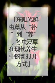 东阳光鲜虫草从“补”到“养”，冬虫夏草在现代养生中的新打开方式