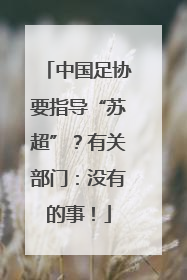中国足协要指导“苏超”？有关部门：没有的事！