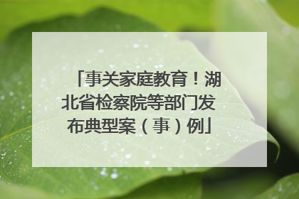 事关家庭教育！湖北省检察院等部门发布典型案（事）例