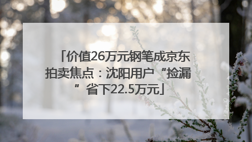 价值26万元钢笔成京东拍卖焦点：沈阳用户“捡漏”省下22.5万元