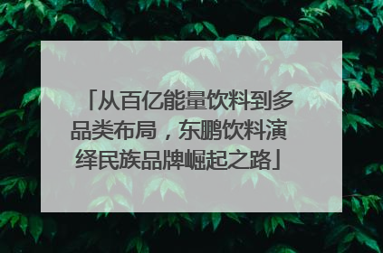 从百亿能量饮料到多品类布局，东鹏饮料演绎民族品牌崛起之路