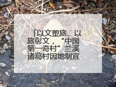 以文塑旅、以旅彰文，“中国第一奇村”兰溪诸葛村因地制宜激活千年文脉