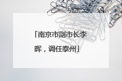 南京市副市长李晖，调任泰州