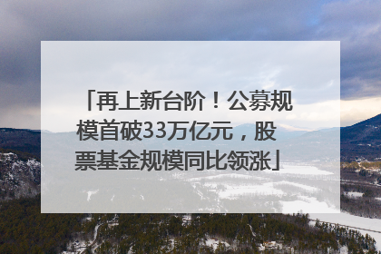再上新台阶！公募规模首破33万亿元，股票基金规模同比领涨