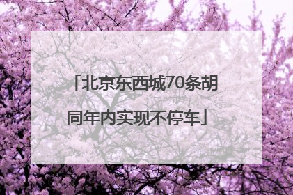 北京东西城70条胡同年内实现不停车