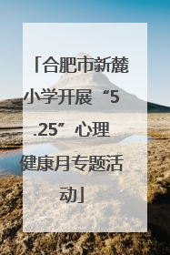 合肥市新麓小学开展“5.25”心理健康月专题活动