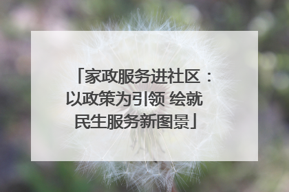 家政服务进社区：以政策为引领 绘就民生服务新图景