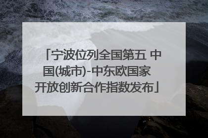 宁波位列全国第五 中国(城市)-中东欧国家开放创新合作指数发布