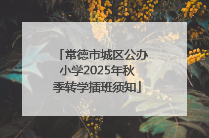 常德市城区公办小学2025年秋季转学插班须知
