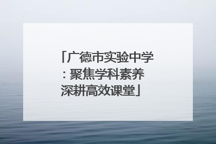 广德市实验中学：聚焦学科素养 深耕高效课堂