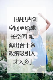 提供青创空间更给成长空间 瓯海出台十条政策吸引人才入乡