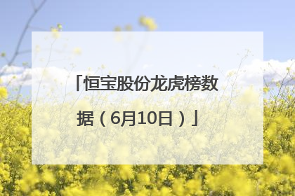 恒宝股份龙虎榜数据（6月10日）
