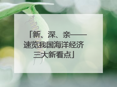 新、深、亲——速览我国海洋经济三大新看点
