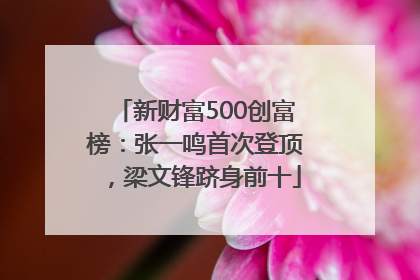 新财富500创富榜：张一鸣首次登顶，梁文锋跻身前十