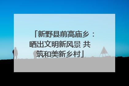 新野县前高庙乡：晒出文明新风景 共筑和美新乡村