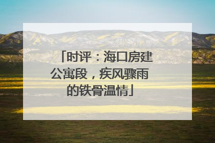 时评：海口房建公寓段，疾风骤雨的铁骨温情