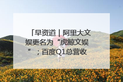 早资道｜阿里大文娱更名为“虎鲸文娱”；百度Q1总营收325亿元超预期