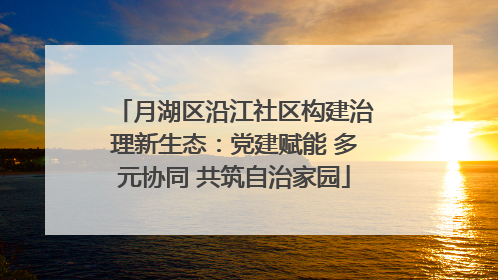 月湖区沿江社区构建治理新生态：党建赋能 多元协同 共筑自治家园