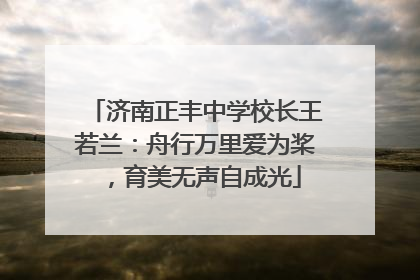 济南正丰中学校长王若兰：舟行万里爱为桨，育美无声自成光