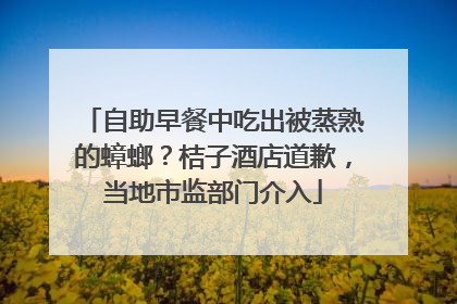 自助早餐中吃出被蒸熟的蟑螂？桔子酒店道歉，当地市监部门介入