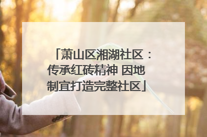 萧山区湘湖社区：传承红砖精神 因地制宜打造完整社区