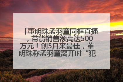 董明珠孟羽童同框直播，带货销售额高达500万元！创5月来最佳，董明珠称孟羽童离开时“犯了很大的错”