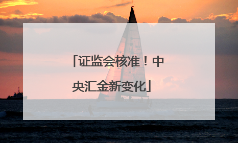 证监会核准！中央汇金新变化