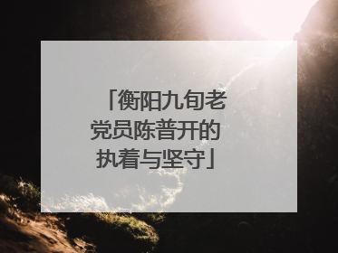 衡阳九旬老党员陈普开的执着与坚守