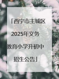 西宁市主城区2025年义务教育小学升初中招生公告