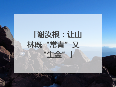 谢汝根：让山林既“常青”又“生金”
