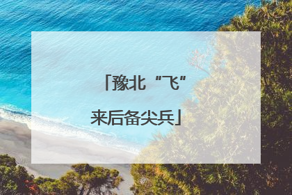 豫北“飞”来后备尖兵