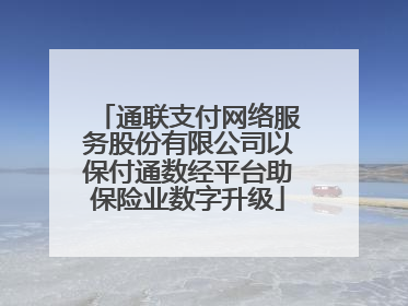 通联支付网络服务股份有限公司以保付通数经平台助保险业数字升级