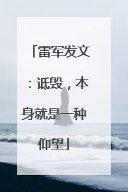 雷军发文：诋毁，本身就是一种仰望