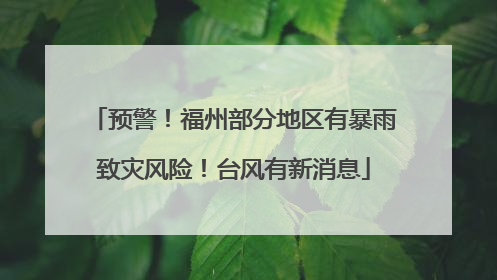预警！福州部分地区有暴雨致灾风险！台风有新消息