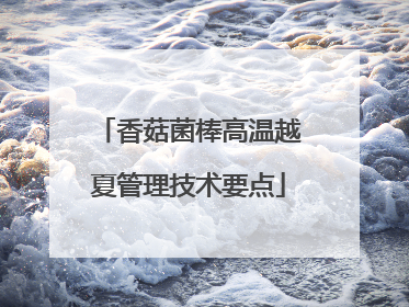 香菇菌棒高温越夏管理技术要点