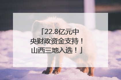 22.8亿元中央财政资金支持！山西三地入选！