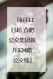6月11日起 合肥公交集团新开324路公交线